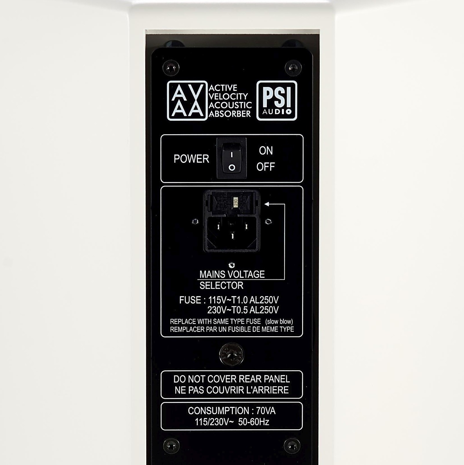 PSI Audio AVAA C20 Arctic White Rückseite mit Bedienelementen