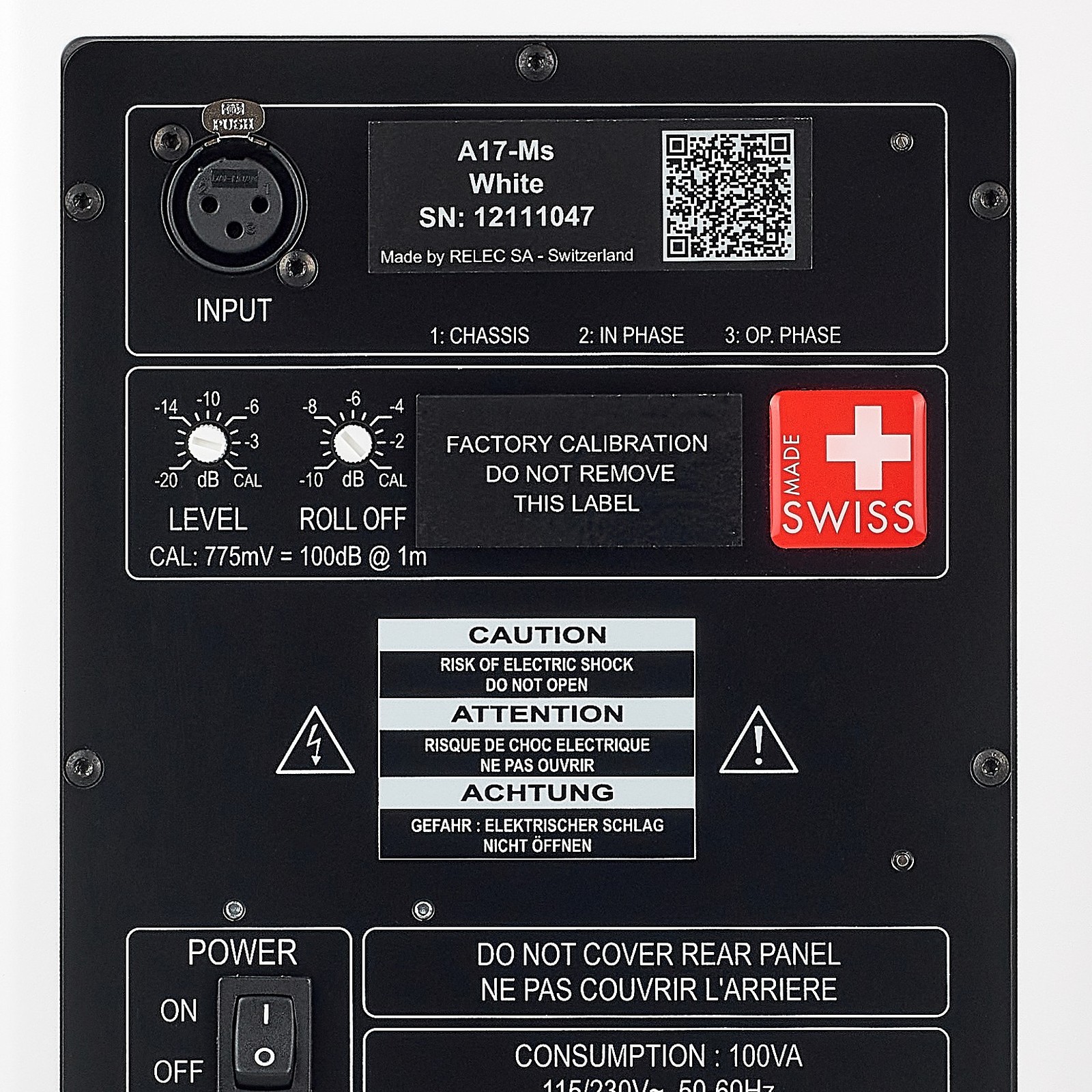 PSI Audio A17-M Pure White monitor, rear view