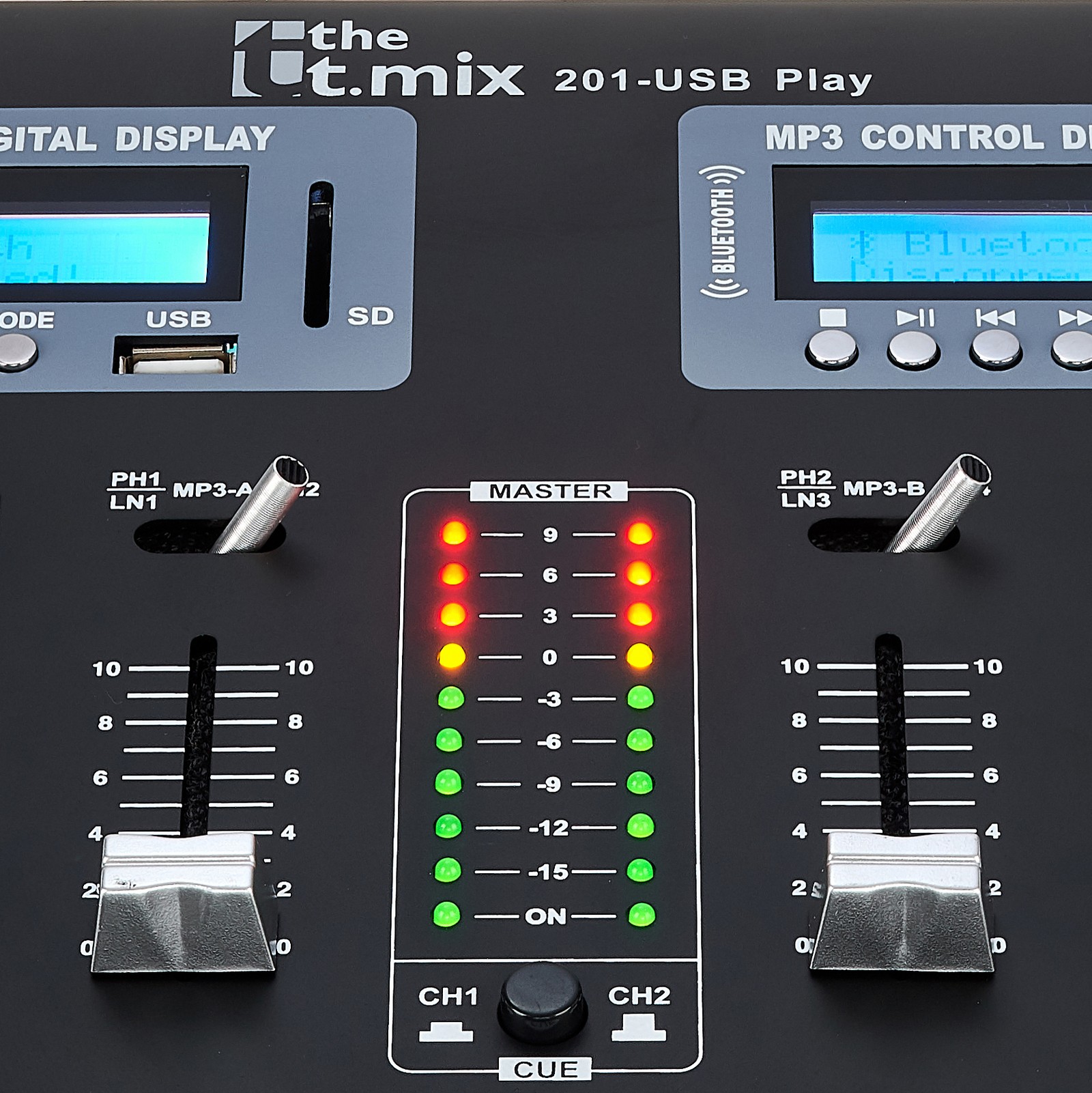 the t.mix 201-USB Play 2-Kanal DJ Mixer Fader