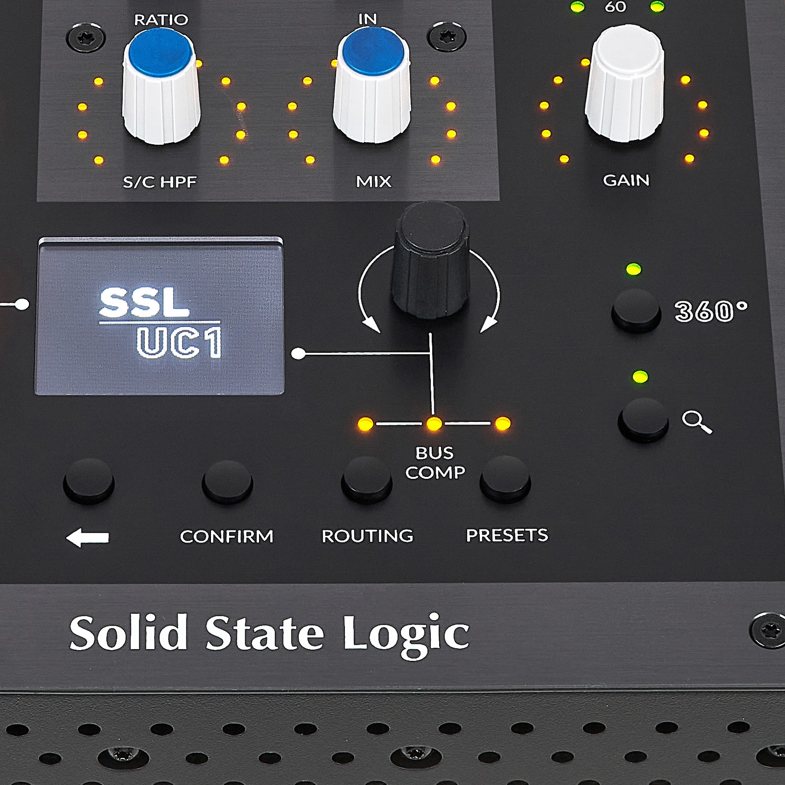 Schalter und Regler des SSL UC1 USB DAW Controller