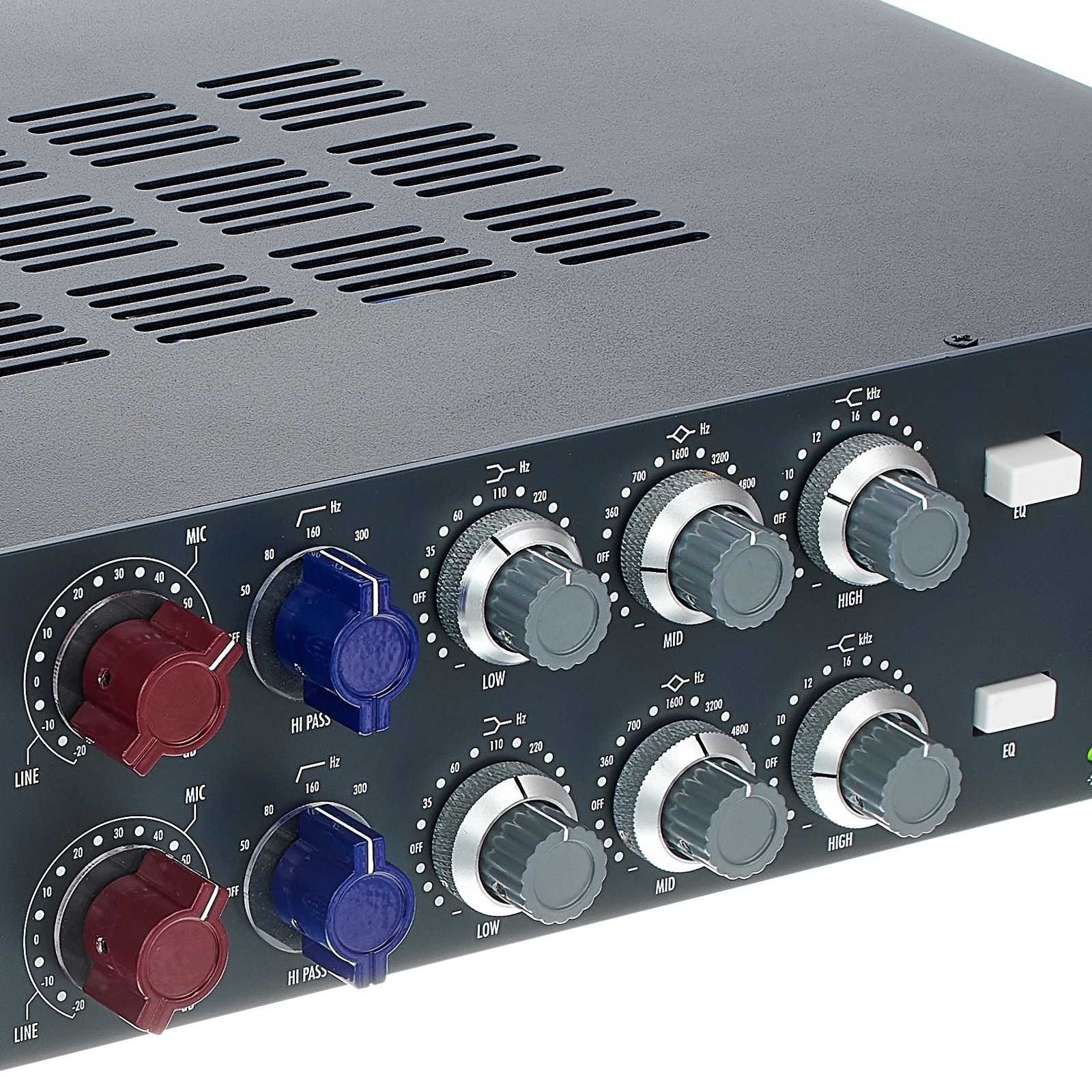 Regler am Warm Audio WA273-EQ 2-Kanal Mikrofonvorverstärker im britischen 1073-Stil mit Equalizer