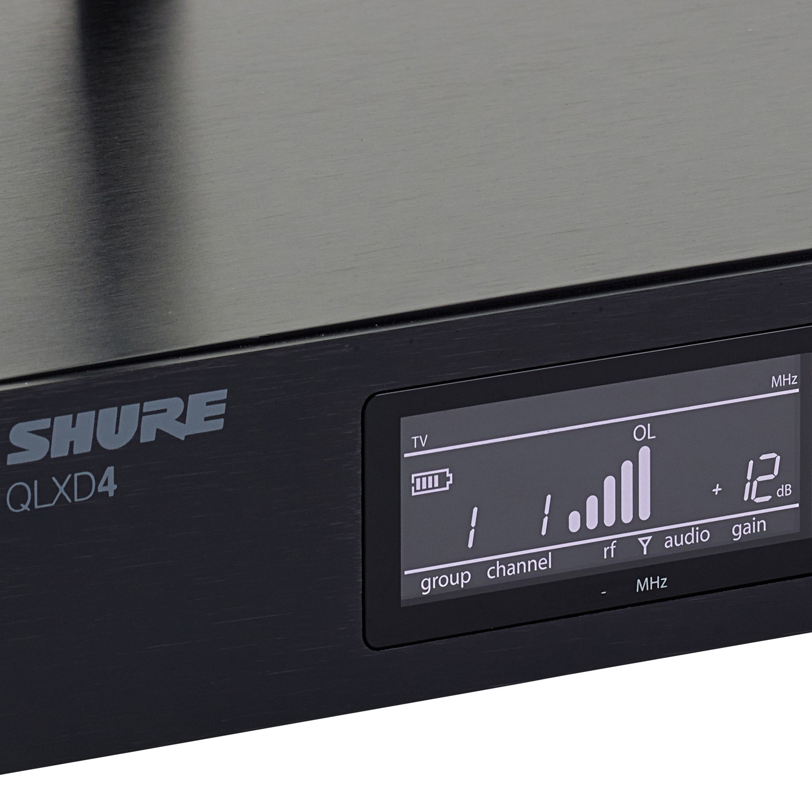 Display des digitalen UHF Empfängers Shure QLXD4 G51