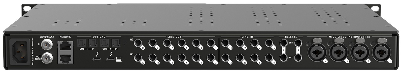 Rückseite des MOTO 848 mit Anschlüssen