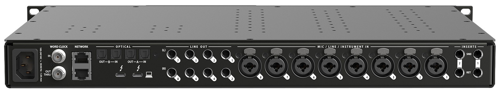 Rückseite des MOTO 10pre mit Anschlüssen