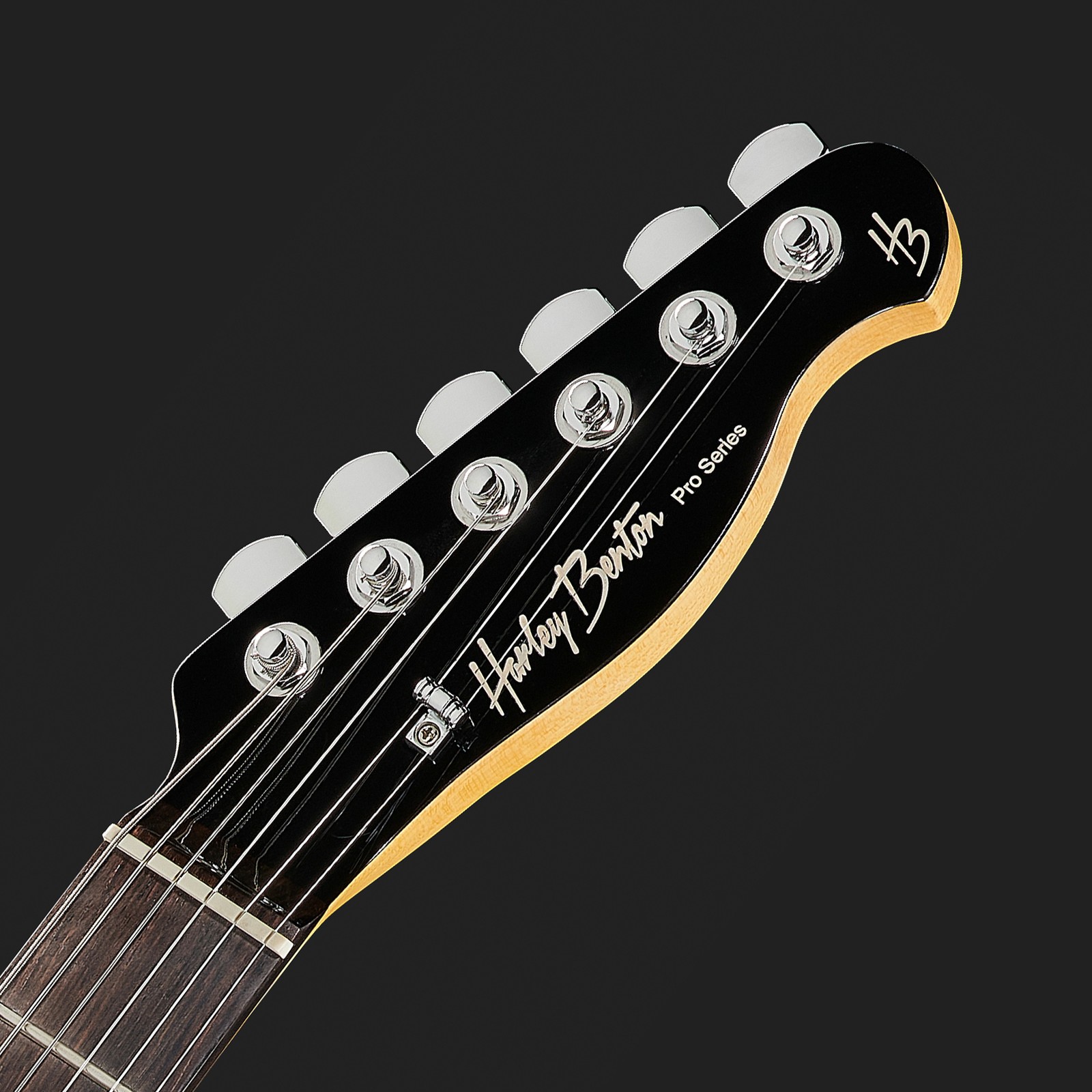 Headstock and machine heads, Harley Benton Fusion-T HH EB BK electric guitar