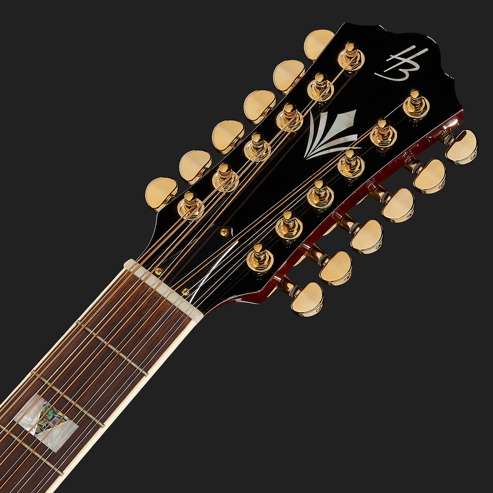 Harley Benton Kopfplatte mit zwölf vergoldeten Mechaniken