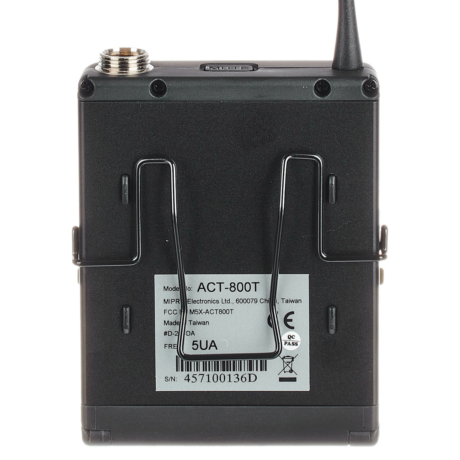 Rückseite des Mipro ACT-800T Taschensenders