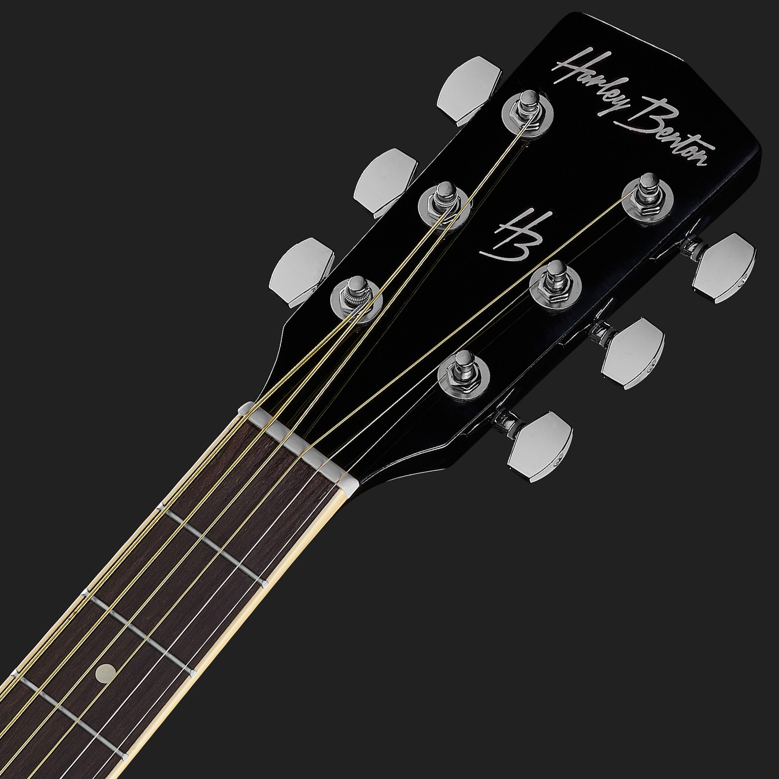 Kopfplatte der Harley Benton HBD120CEBK Westerngitarre in Schwarz