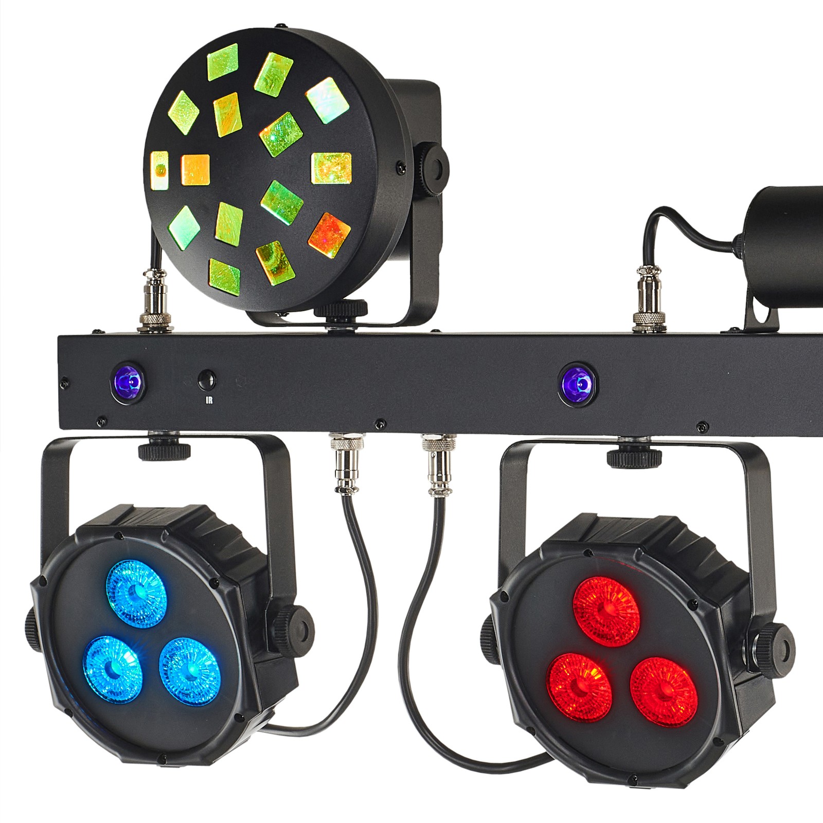 LED Spots und Strobes auf dem Arm des Eurolite LED KLS Laser Bar FX Light Set