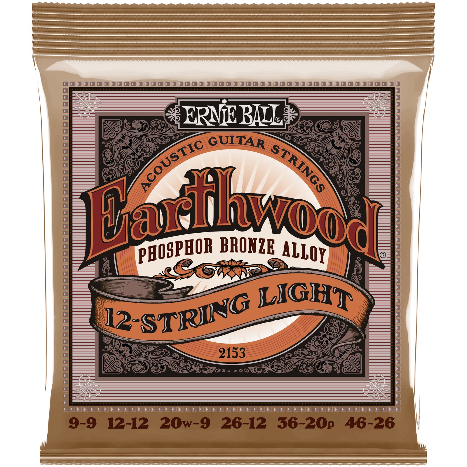 Ernie Ball 2153 Earthwood Phosphor Bronze Saitensatz für 12-saitige Westerngitarre