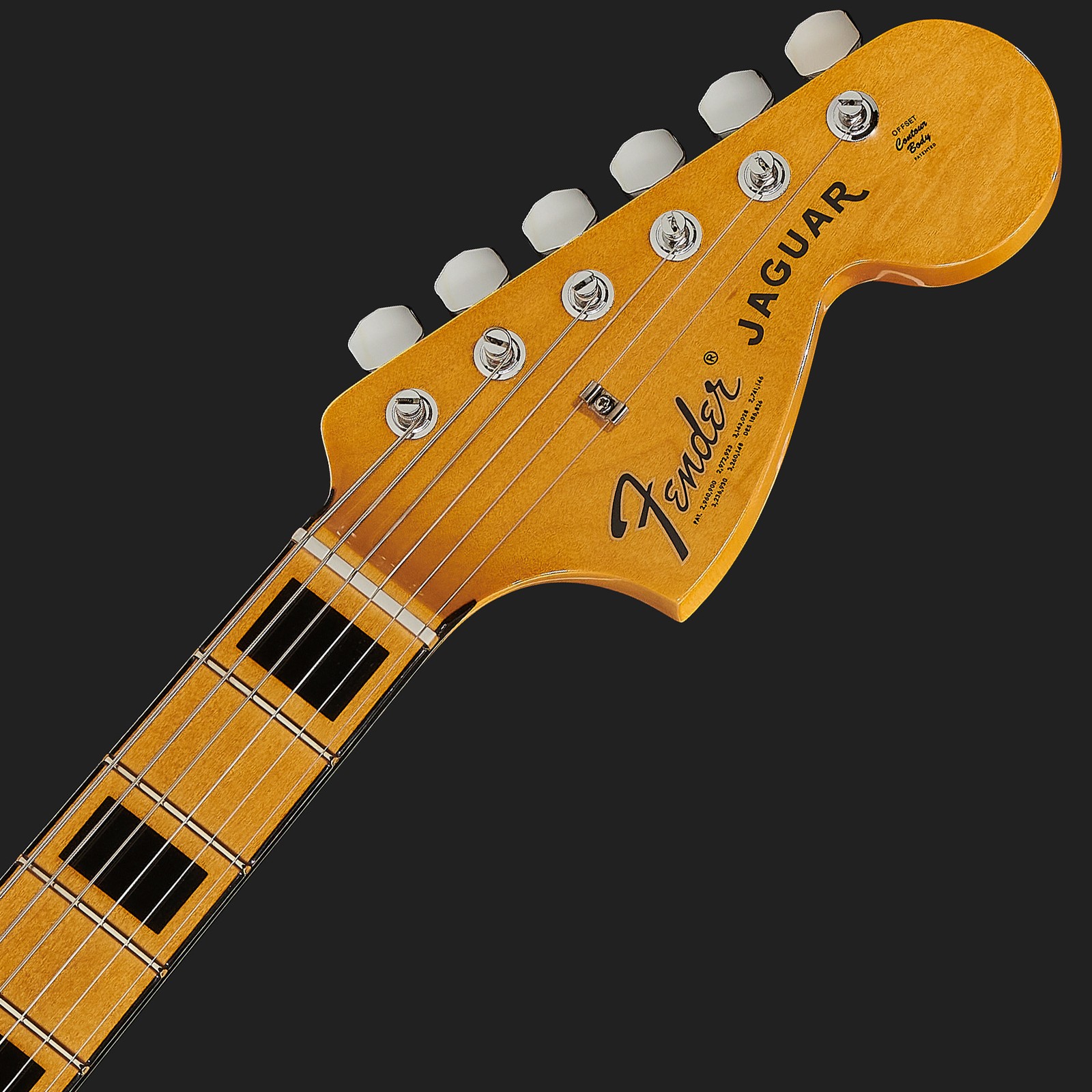 Große Fender Kopfplatte und Ahorngriffbrett mit schwazen Block Inlays