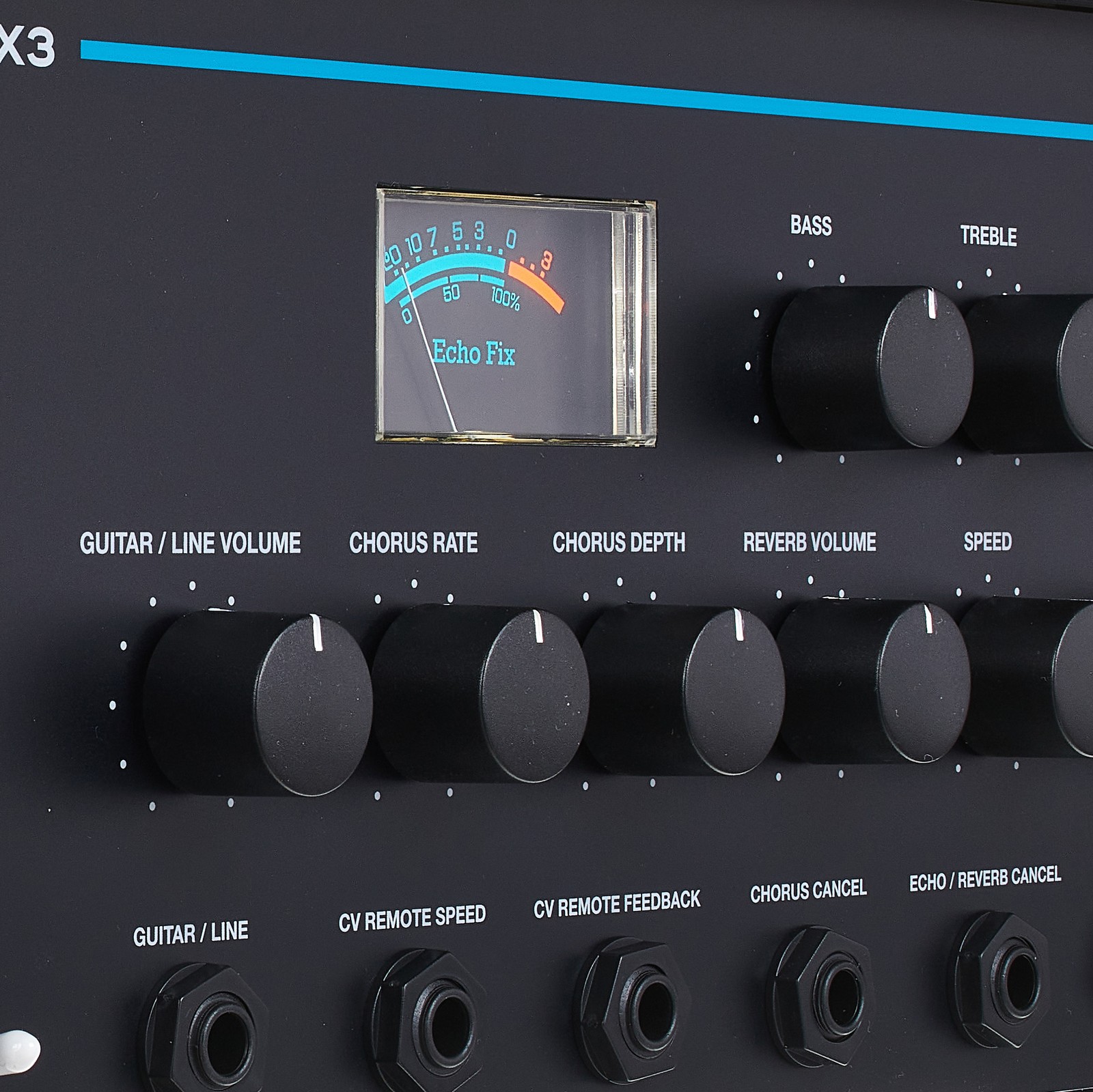 Regler auf der Vorderseite des Echo Fix EF-X3 Chorus Echo Black