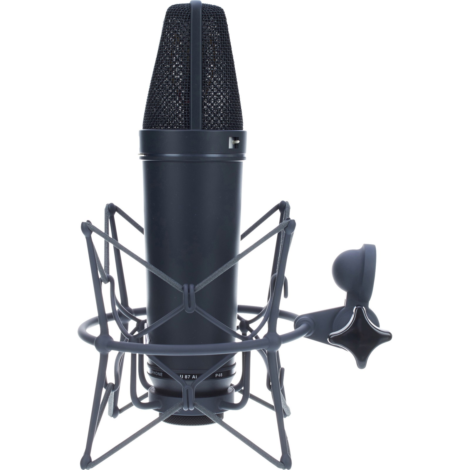 Schwarzes Profi Kondensatormikrofon Neumann U87 AI MT in Mikrofonspinne