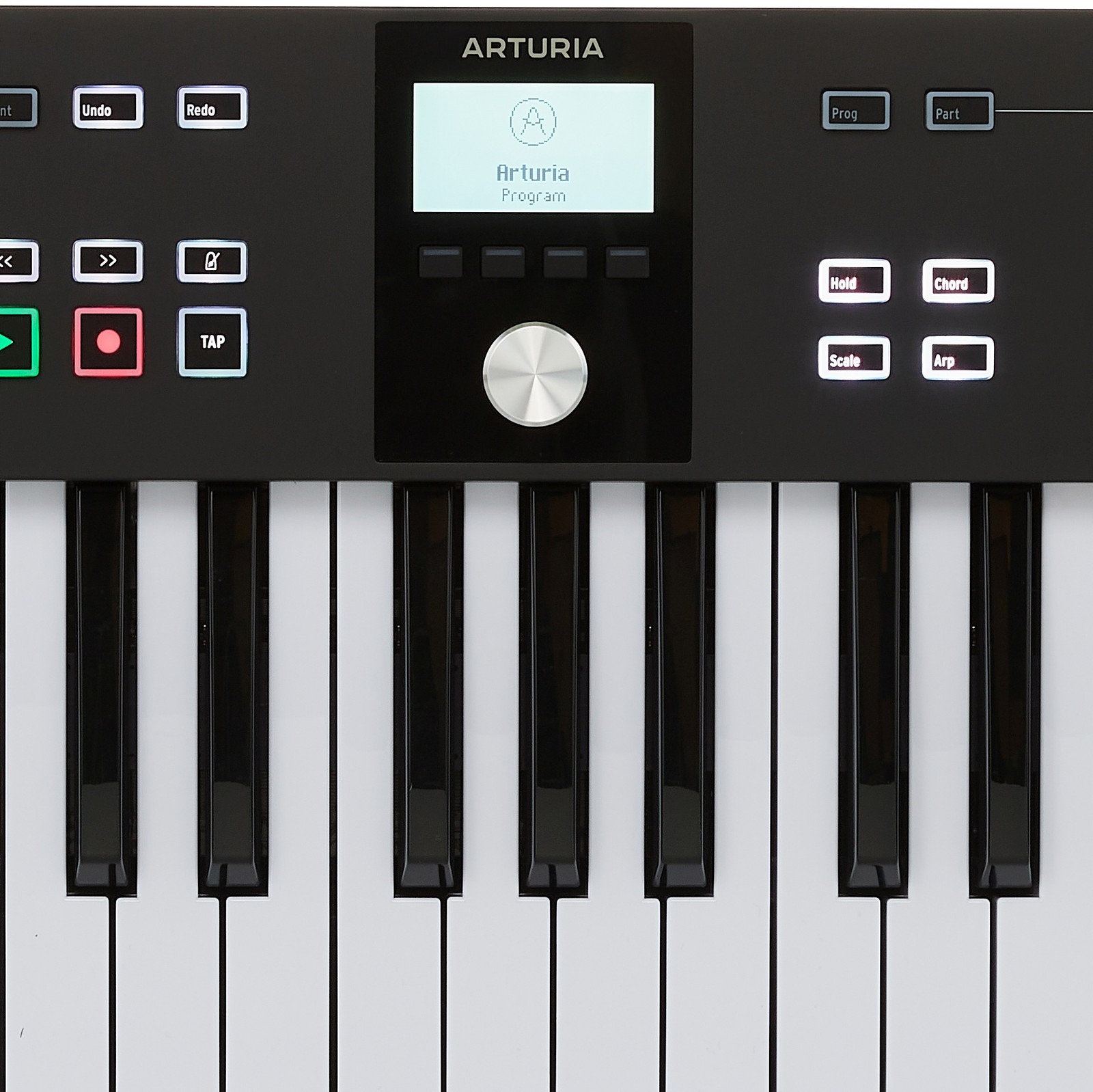 Tasten und Bildschirm auf dem Arturia KeyLab Essential 61 MK3 Black