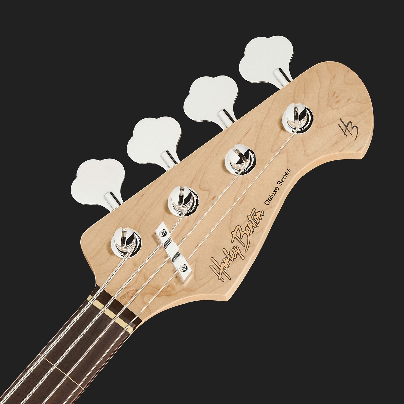 Kopfplatte des Harley Benton JB-40FL 3-Tone Sunburst Fretless E-Bass