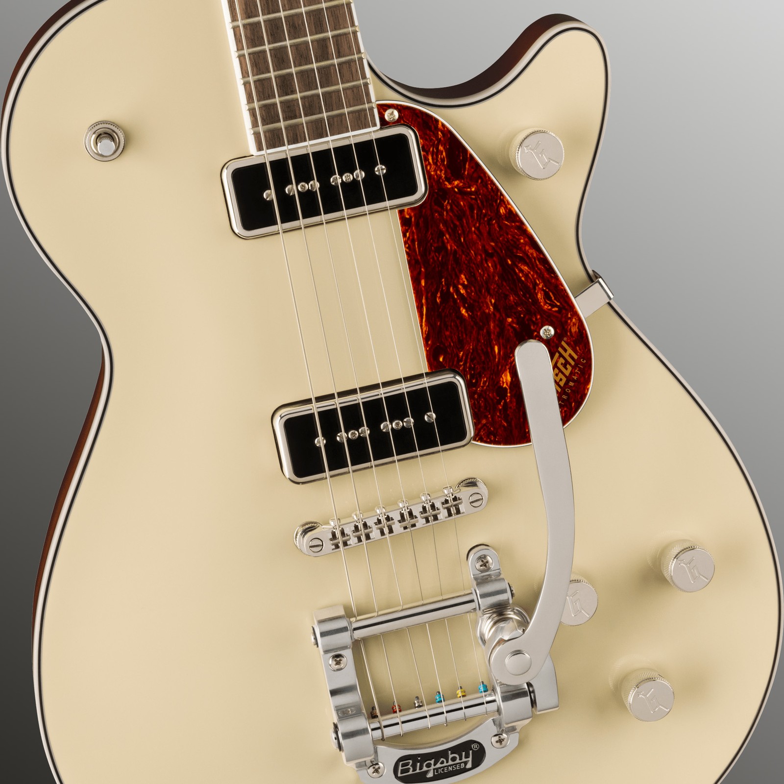 P90 Singlecoil Tonabnehmer und Bigsby Tremolo auf der Gretsch G5210T-P90 Electromatic Jet VW