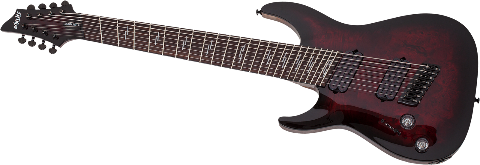 Schecter Omen Elite-8 MS Black Cherry Multiscale Linkshänder-Gitarre