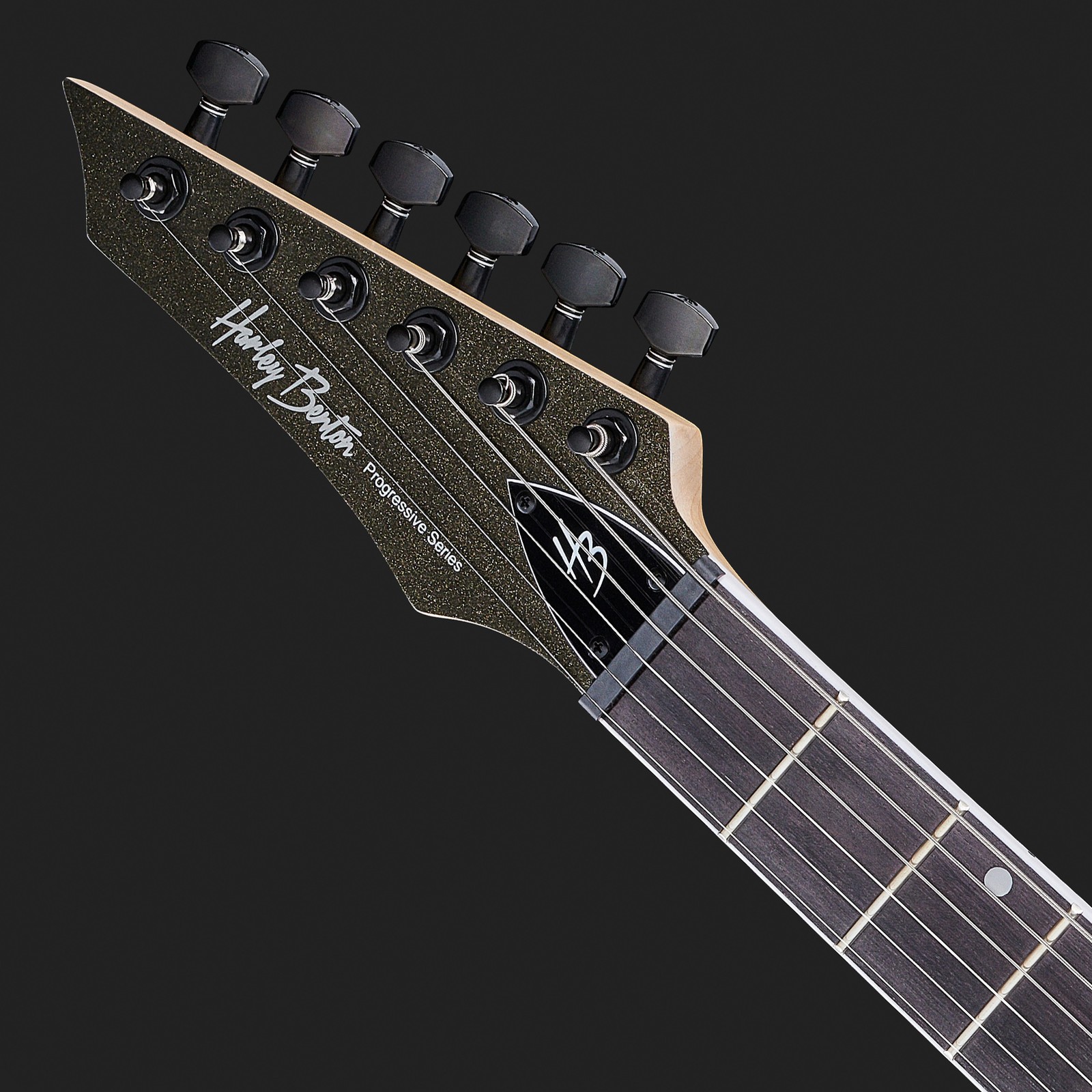 Dunkelgraue Harley Benton Linkshänder E-Gitarre Kopfplatte