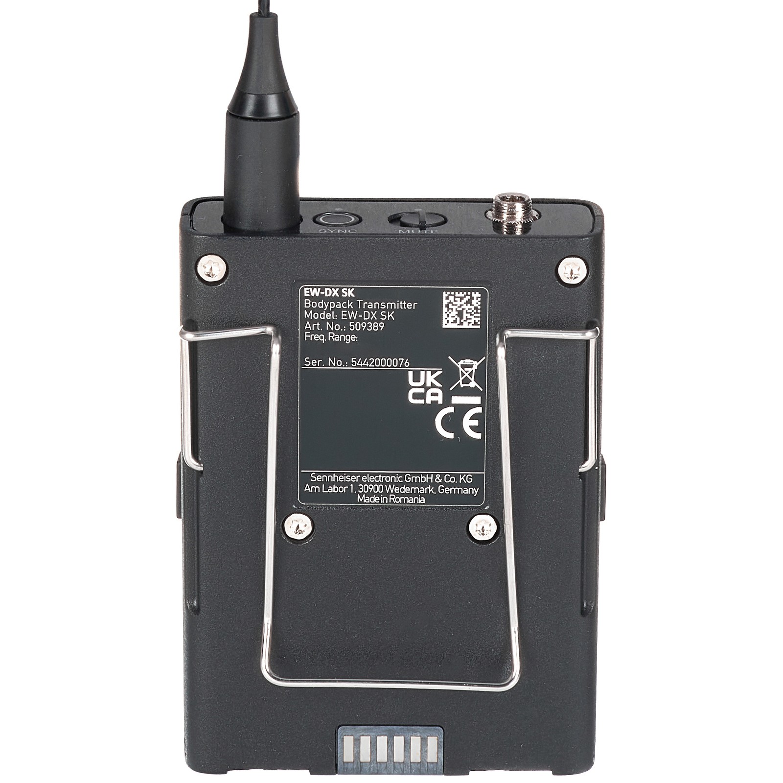 Sennheiser EW-DX SK R1-9 Taschensender Rückseite