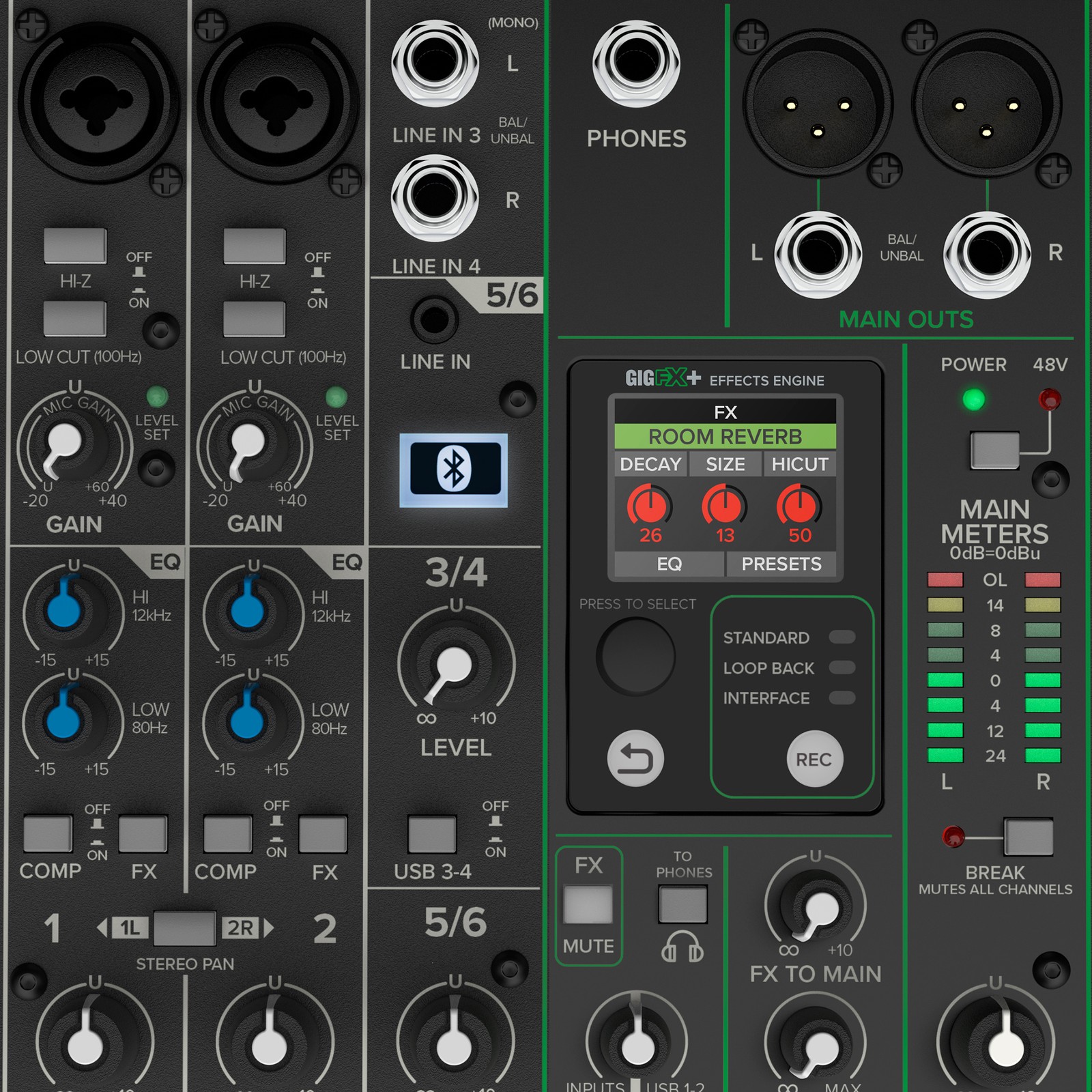 Mackie ProFX6v3+, Detail