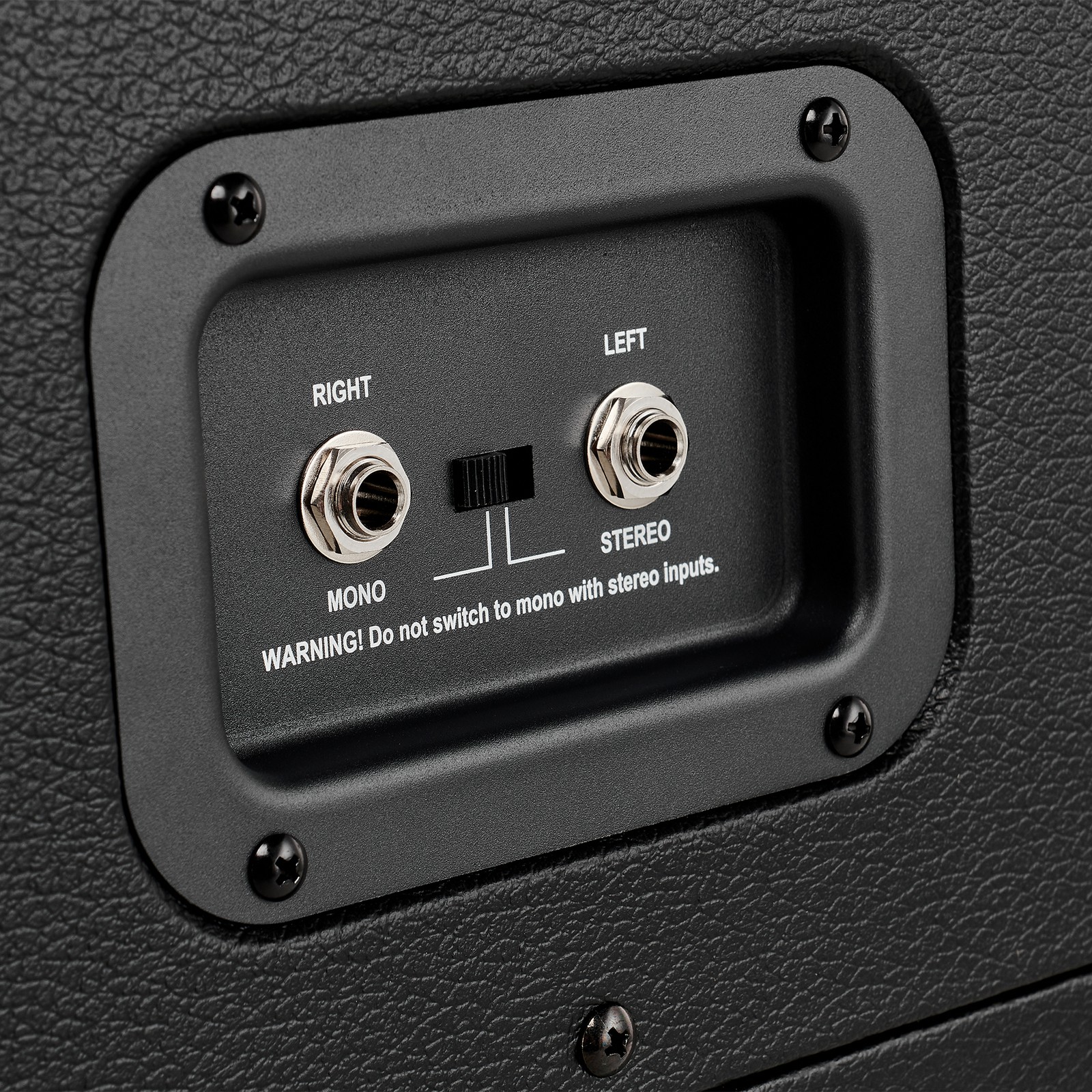 Detail der Anschlüsse der Harley Benton G212Plus Unloaded Box