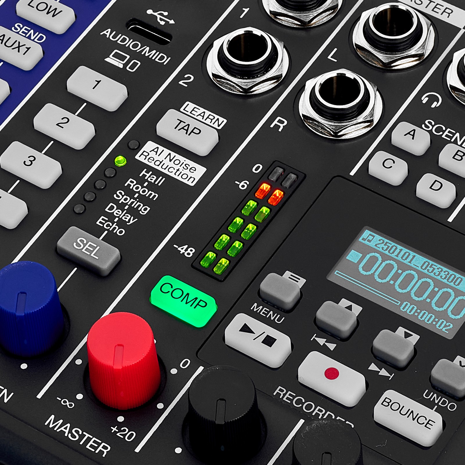 Zoom LiveTrak L6max, Detail des 12-Kanal Digital-Mixer & Recorder
