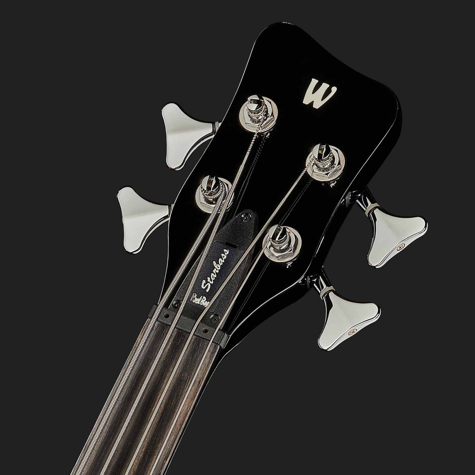 Warwick RB Star Bass 4 FL BK, semihollow fretless bass, headstock