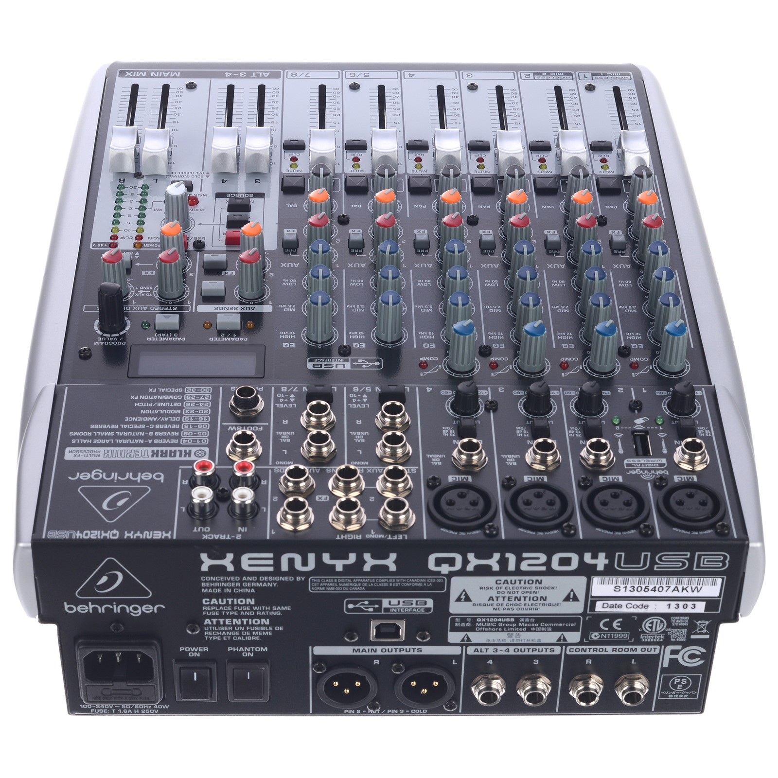 Behringer Xenyx QX1204 USB, Rückseite des Mischpults