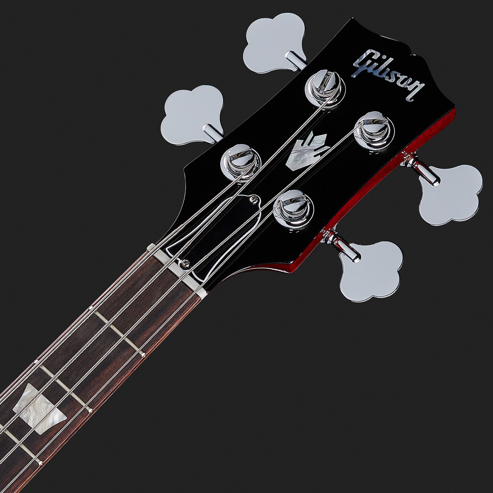 Gibson E-Bass Kopfplatte und Griffbrett mit Trapez Inlays