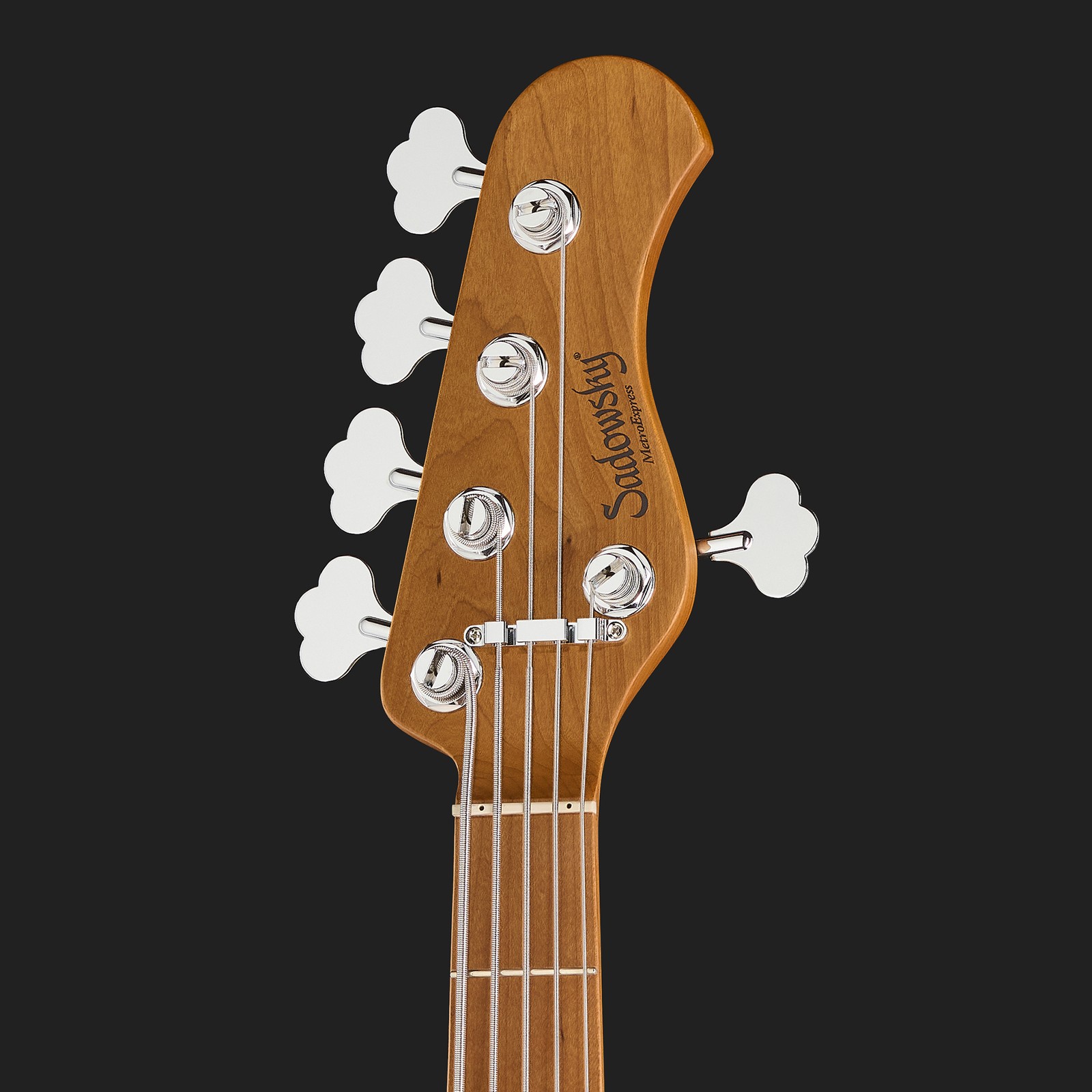 Sadowsky MetroExpress 21 Vintage JJ5 RM Silver Sparkle, five-string bass guitar, headstock