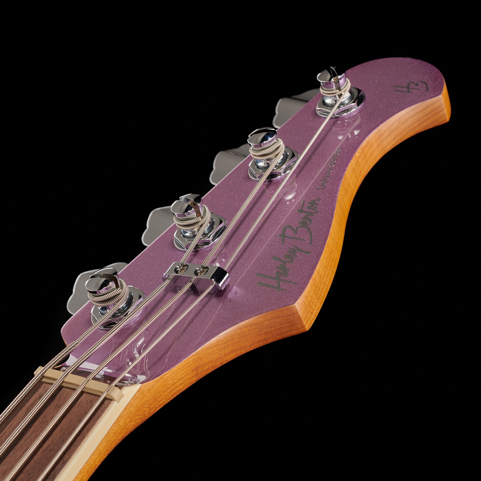 Harley Benton MV-4MSB Burgundy Mist, Kopfplatte mit Logo