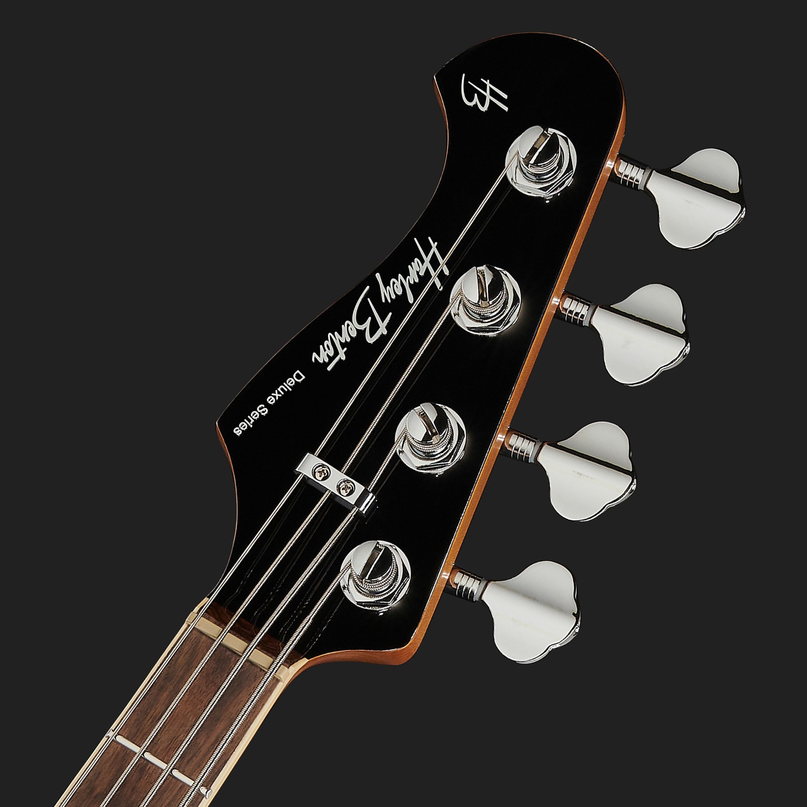 Harley Benton MV-4MSB LH Black, kopfplatte mit Logo