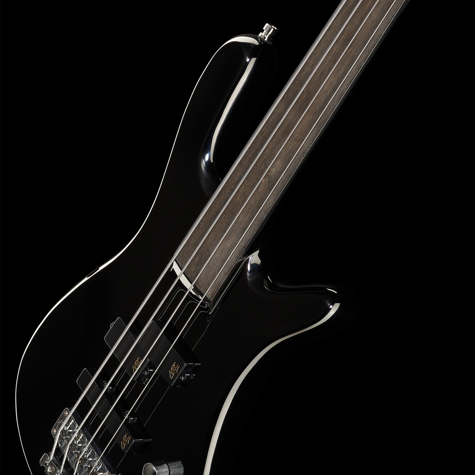 Top, Warwick RockBass Streamer Neckthru 4 Fretless Black, fretless bass guitar