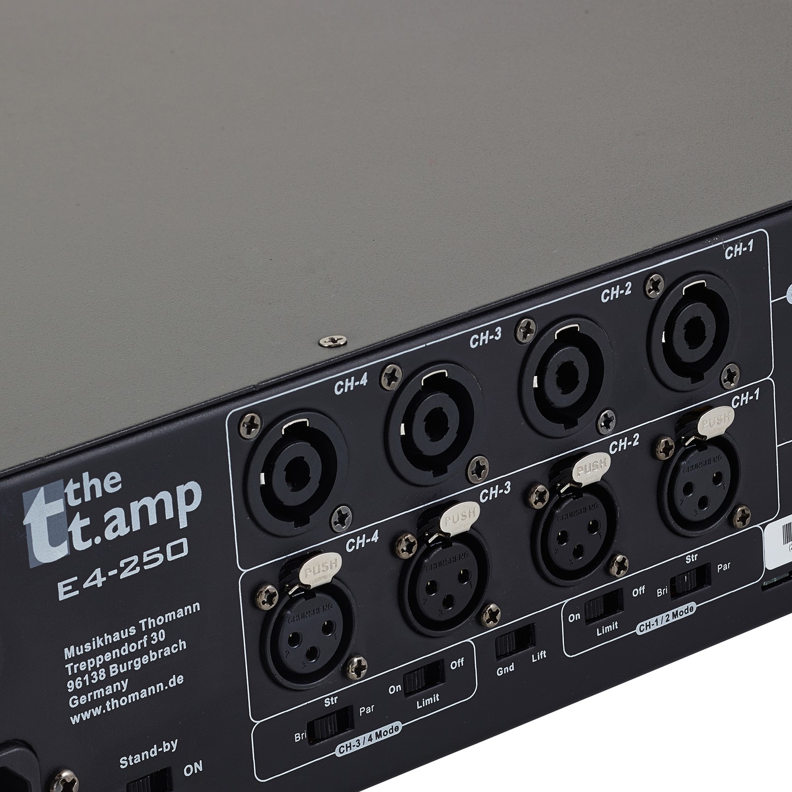 the t.amp E4-250, Anschlüsse