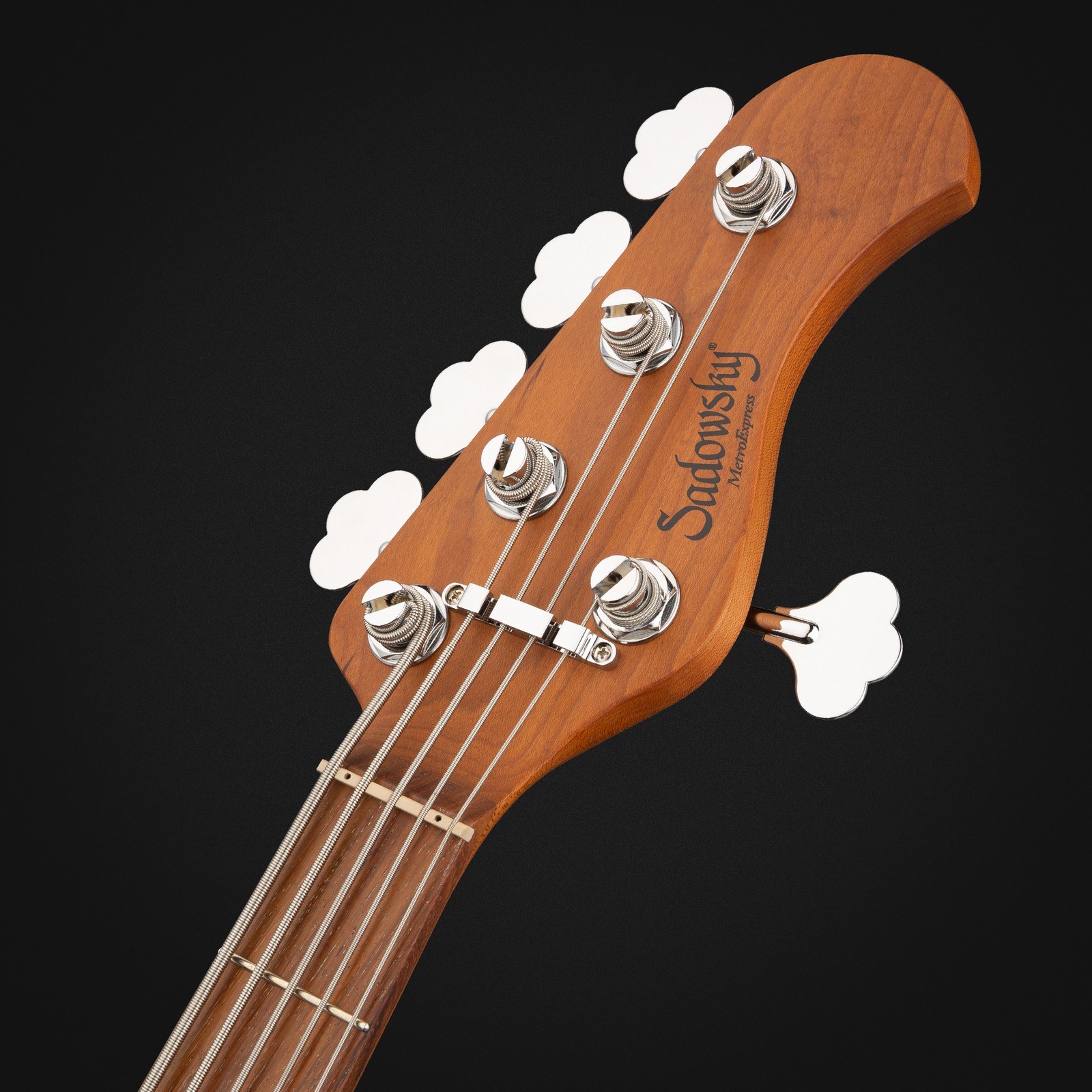 Sadowsky MetroExpress 21 Vintage JJ5 Morado Candy Apple Red, five-string bass guitar, headstock