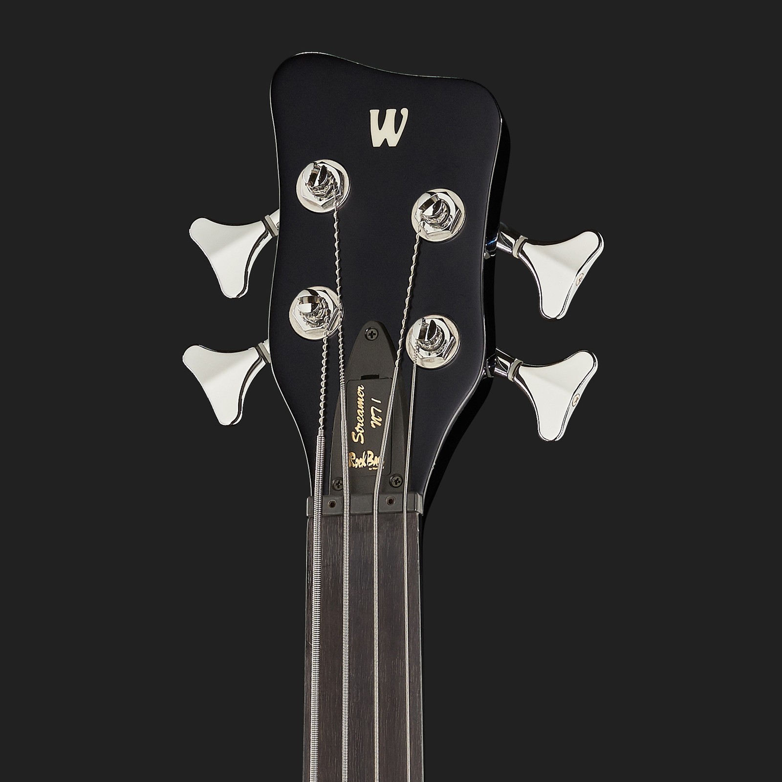 Headstock, Warwick RockBass Streamer Neckthru 4 Fretless Black, fretless bass guitar