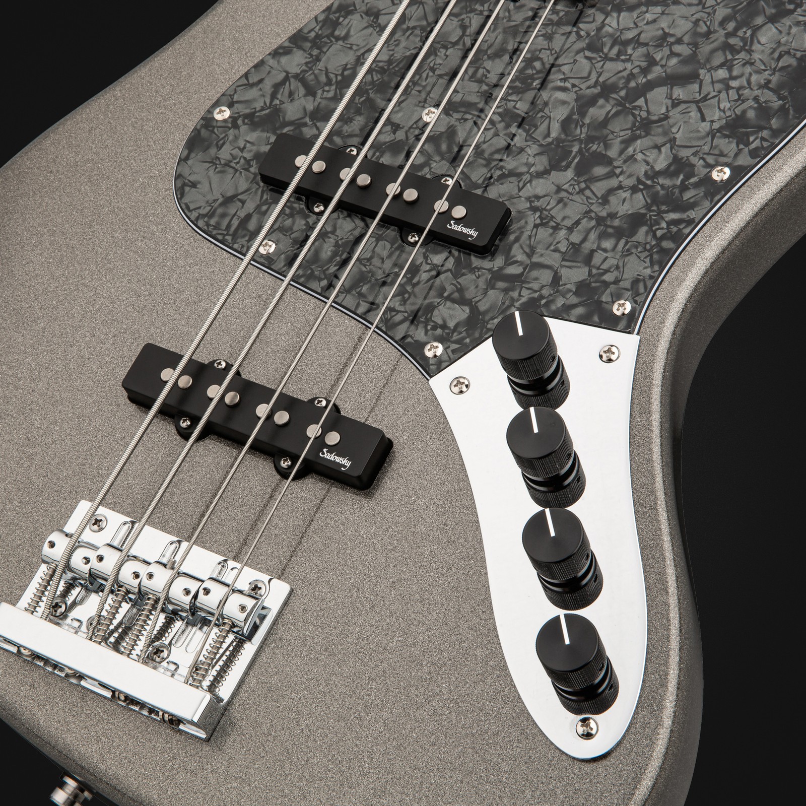 Sadowsky MetroExpress 21 Vintage JJ4 RM Silver Sparkle, electric bass guitar, top