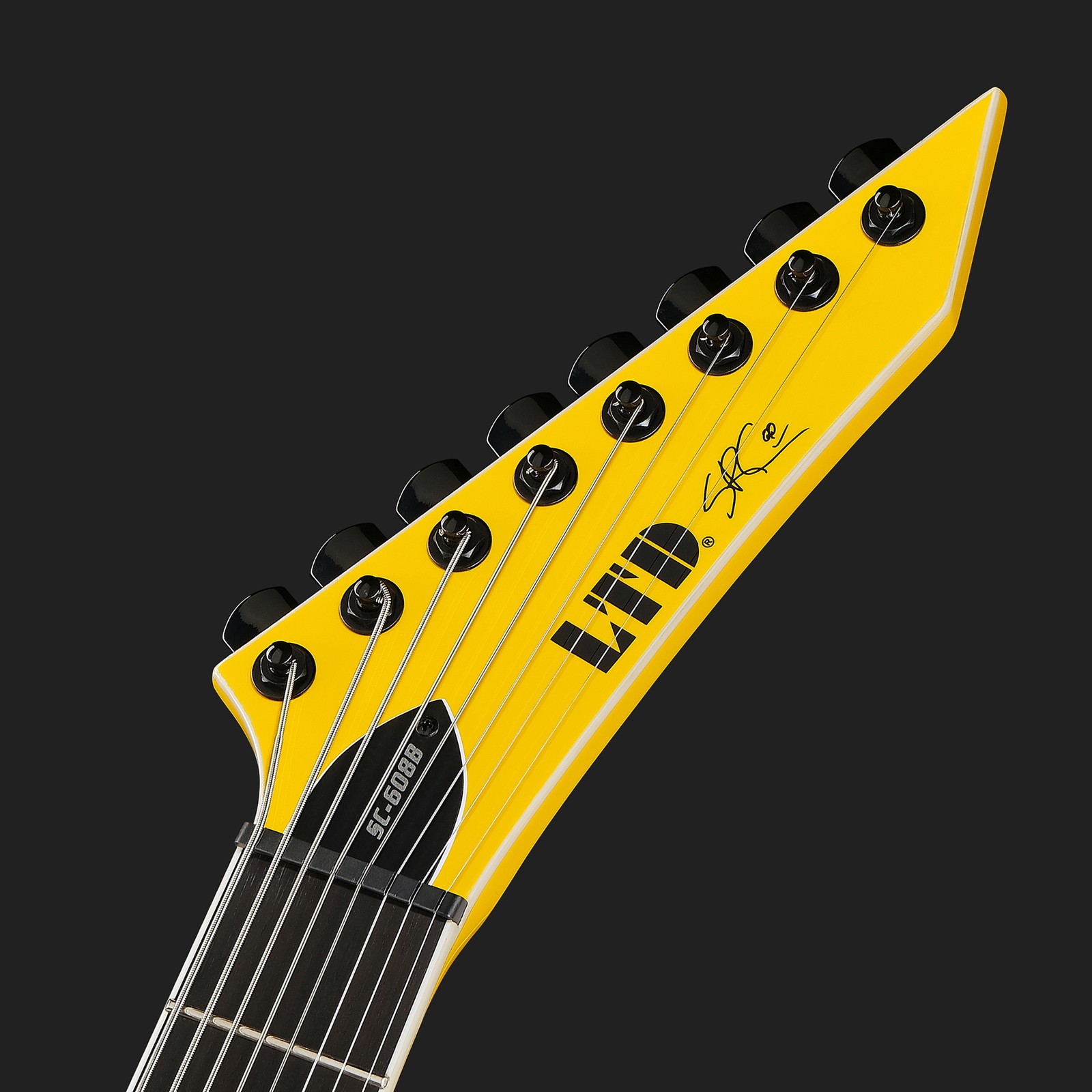 Kopfplatte der ESP LTD SC-608 Baritone YEL E-Gitarre