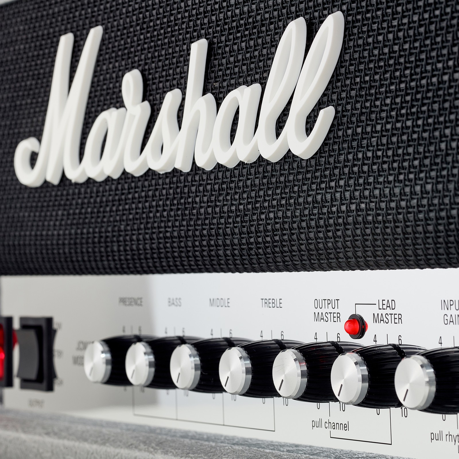 Logo des Vollröhren E-Gitarren Topteil, Marshall 2525H Mini Silver Jubilee