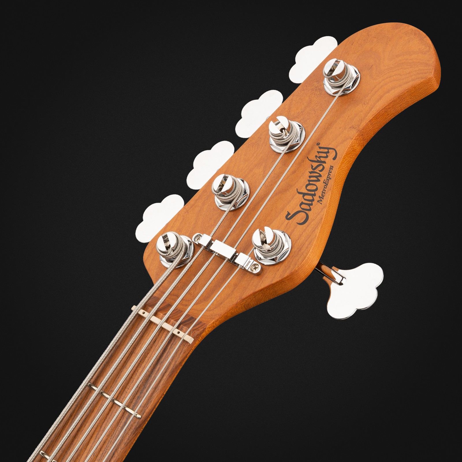 Sadowsky MetroExpress 21 Vintage JJ5 Morado Orange, five-string bass guitar, headstock