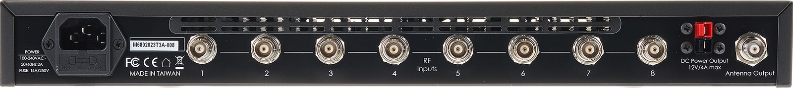 Anschlüsse auf der Rückseite des RF Venue Combine 8