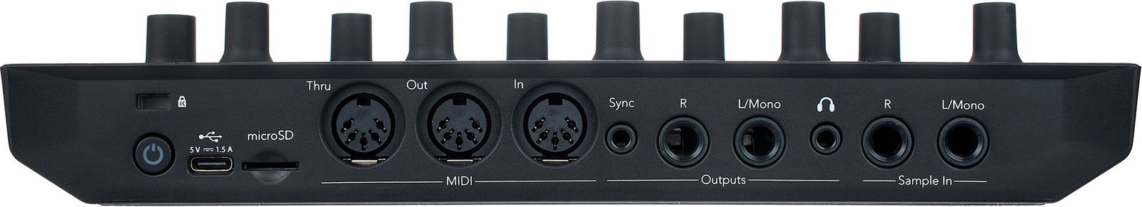 Anschlüsse auf der Rückseite des Novation Circuit Rhythm