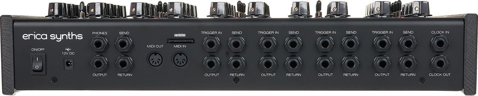 Anschlüsse auf der Rückseite des Erica Synths Perkons HD-01 Black