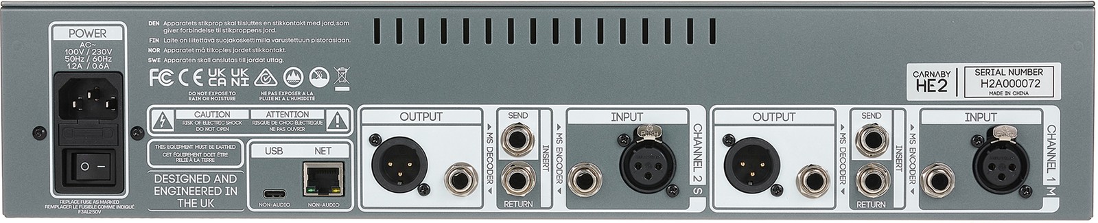 Cranborne Audio Carnaby HE2, Rückseite