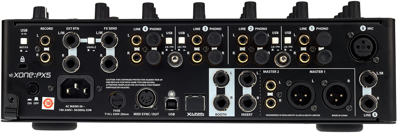 Professioneller DJ-Mixer, Rückseite