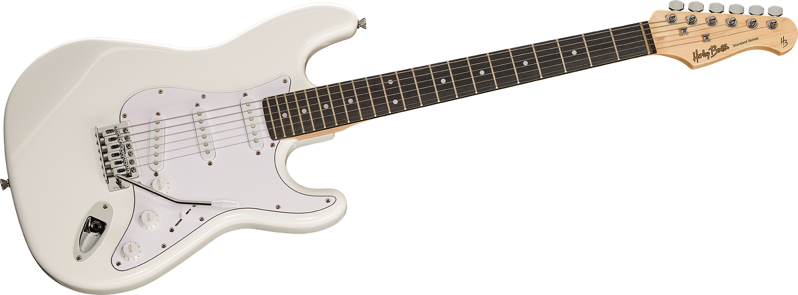 Harley Benton ST-20 Standard Serie E-Gitarre weiß von vorne