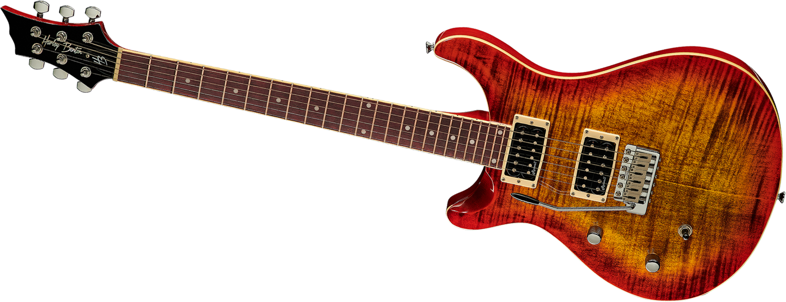 Frontansicht E-Gitarre Harley Benton CST-24T LH Paradise Flame
