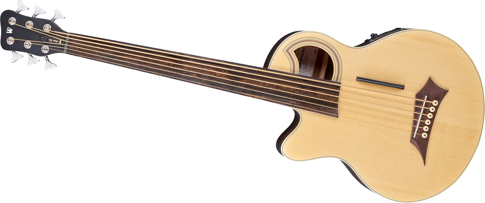 Warwick RockBass Alien Deluxe 6 Natural FL LH, acoustic six-string left-handed fretless bass