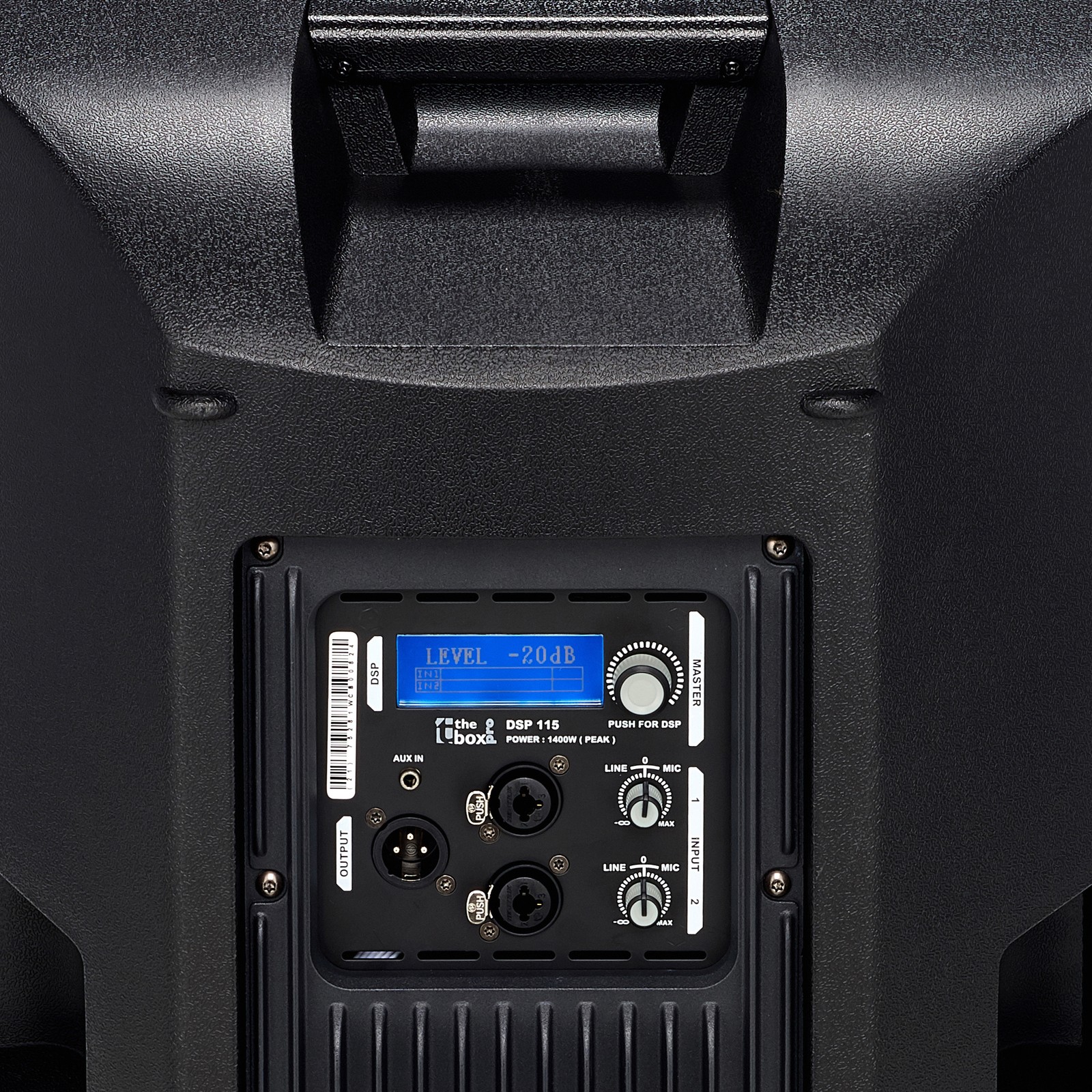 Close-up of the The Box Pro DSP 115 Active Full-Range Speaker
