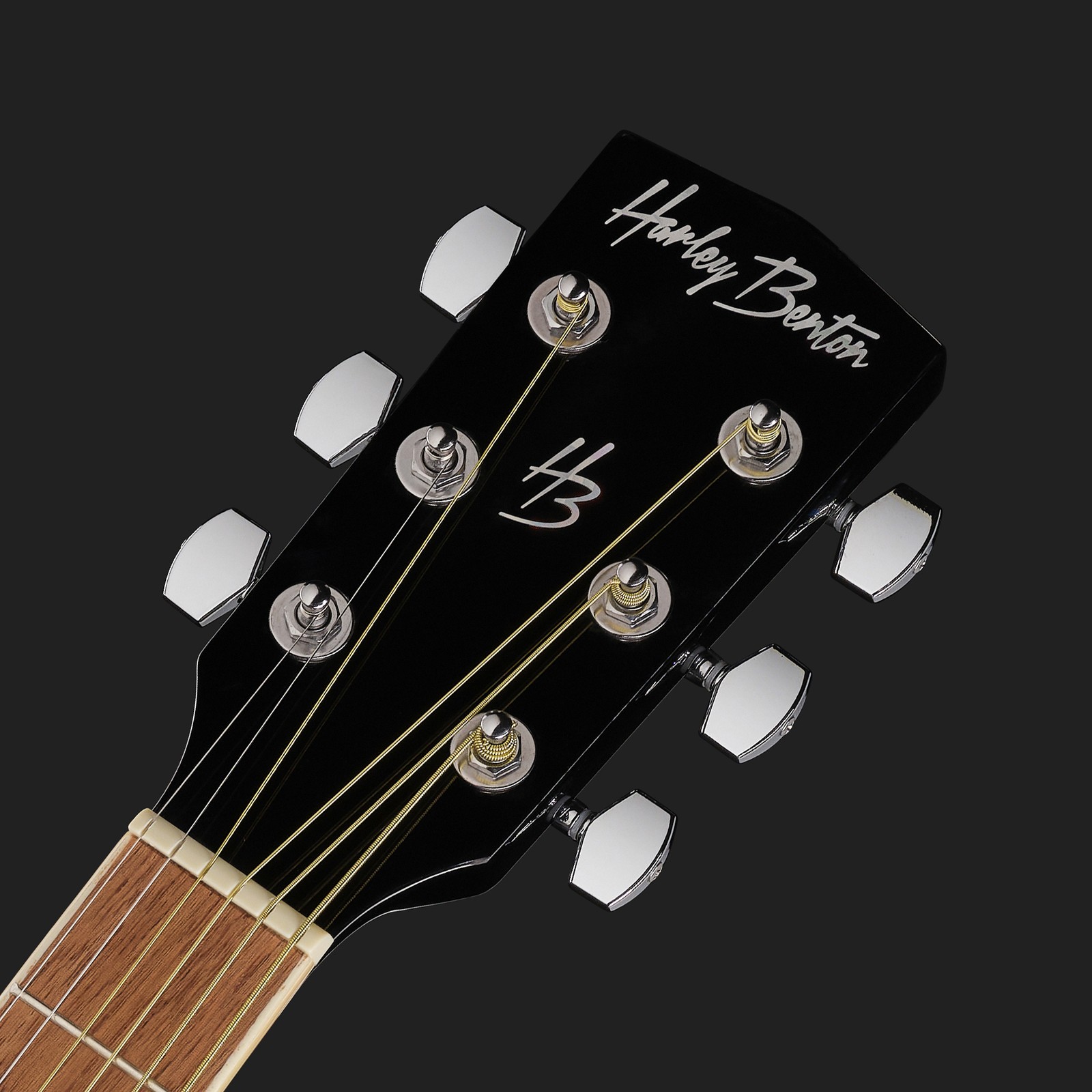 Kopfplatte der Harley Benton HBD120CEBK Linkshänder Westerngitarre